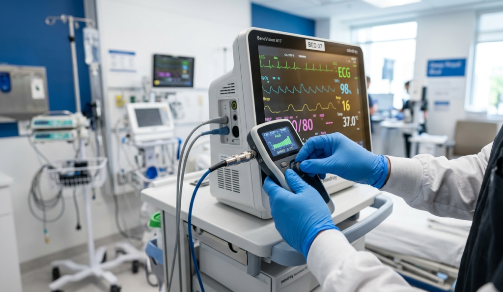 Biomedical engineer servicing hospital equipment at a healthcare facility in Nepal — Nepali Prabidhi